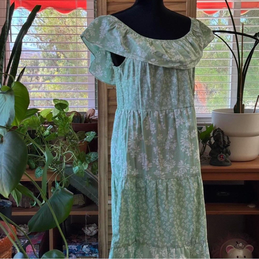 Madison Light Green Floral Maxi Dress